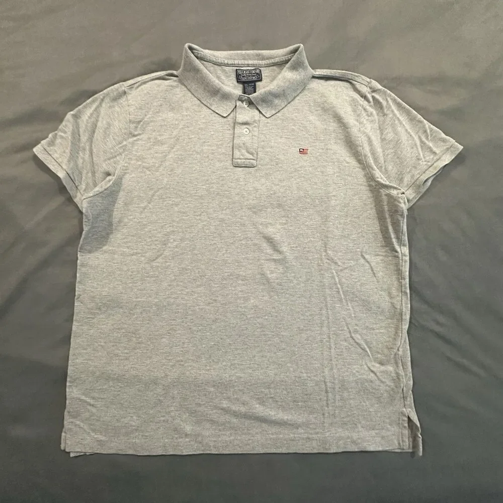 Vintage Polo Jeans Ralph Lauren Shirt Mens 2XL American Flag Logo Y2K 00s Gray